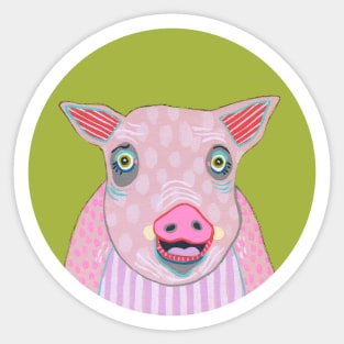 Pig Out Smiling Happy Farm Pig Sticker